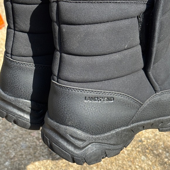 Lands' End Expedition Quilted Slip On Winter Snow Boots Mens 12 M Black Shoes - Picture 3 of 10